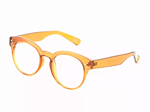 Universal Thread Transparent Golden Orange Round Blue Light Filtering Eyeglasses