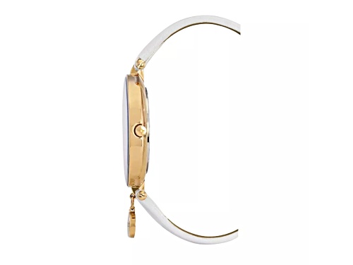 Women's BCBGeneration Gold Tone White Leather Band Watch