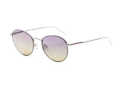 Elton John GALAXY 1 Round Silver Bullet Frame / Polarized Purple to Green Lenses Sunglasses