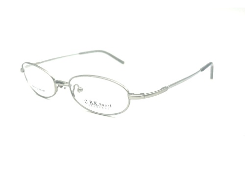 Caroline B.K. Silver Tone Oval Eyeglasses Frame/Clear Lens w/ Magnetic Gray Sunglass Attachment