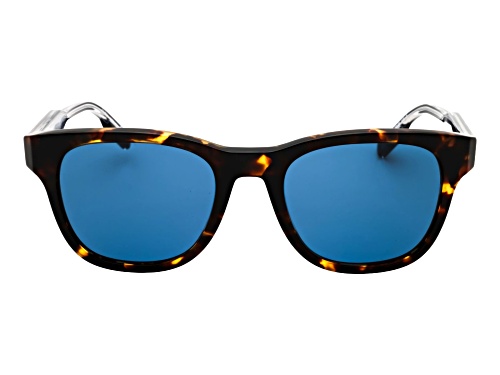 Ermenegildo Zegna Men's Dark Havana Rectangular Frame / Blue Lenses Sunglasses