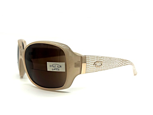 OSCAR Optix by OSCAR de la Renta Blush Square Frame / Brown Sunglasses Readers +2.50