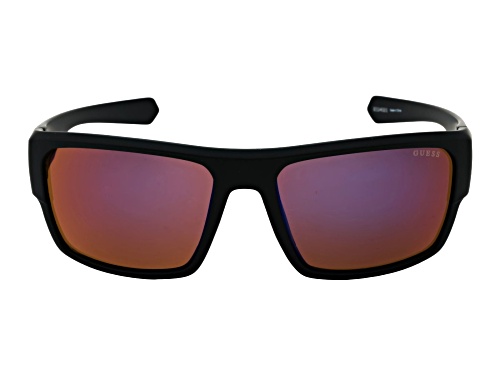 Guess Men's Black Rectangular Frame / Smoke Mirrored Lenses Sunglasses