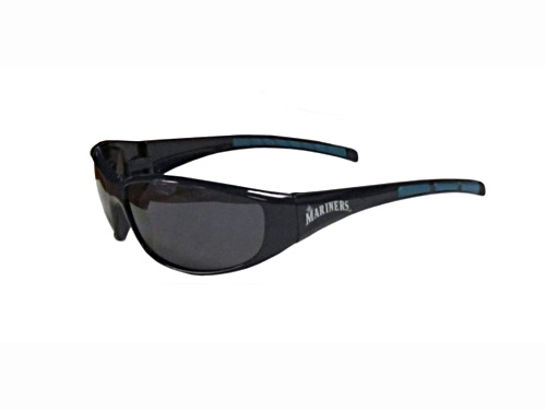 MLB Seattle Mariners with 3 Dot Accent Wrap Around Frame / Gray Lenses Sunglasses