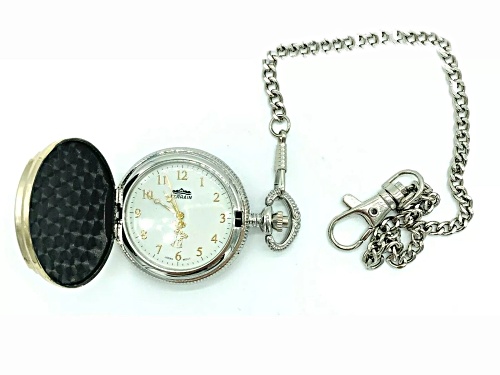 JH Terrain Men's Silver Deer Two-Toned Pocket Watch with Chain