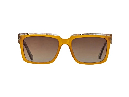 Elton John HONKY CAT Square Tobacco Feather Frame / Brown Gradient Lenses Sunglasses