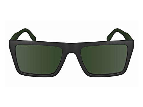 Lascoste Men's Matte Black Rectangular Frame / Green Lenses Sunglasses