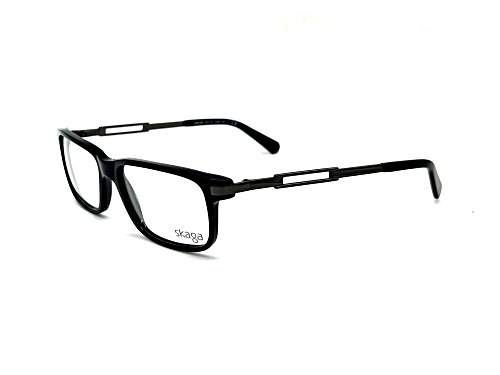 Skaga Men's Black with Metal Accent Rectangular Frame / Clear Demo Lenses