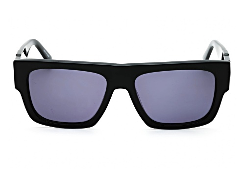 Calvin Klein Men's Black and White Rectangular Frame / Gray Green Lenses Sunglasses