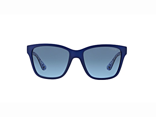 Vogue Matte Blue with Floral Detail Square Frame / Blue Lenses Sunglasses