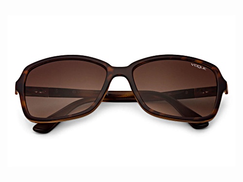 Vogue Women's Brown Tortoise Rectangular Frame / Brown Lenses Sunglasses