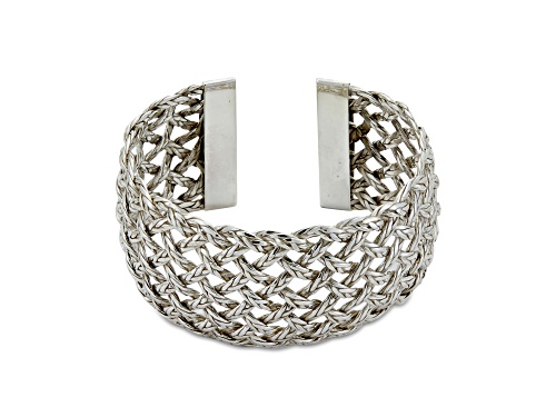 Silver Treasures by Samuel B. Sterling Silver Braided and Woven Design Bangle Bracelet - Size 6.75