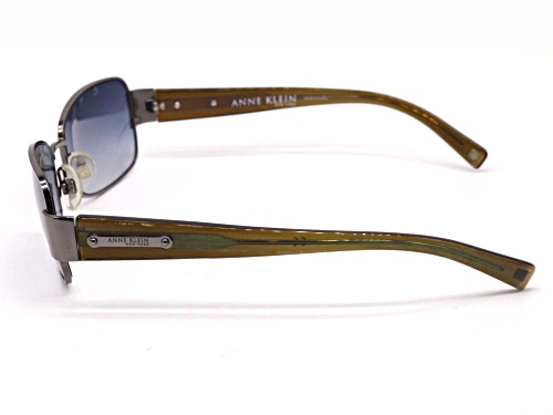 Anne Klein Gunmetal and Transparent Honey Rectangular Frame / Gray Gradient Lenses Sunglasses