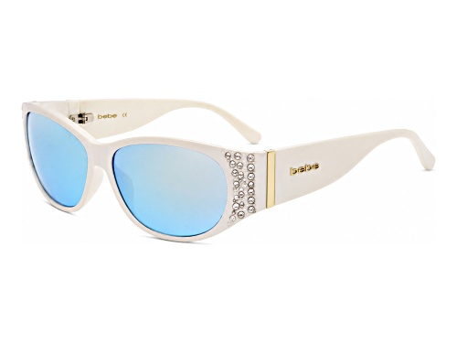 BEBE White Wrap Around Frame / Blue Lenses Sunglasses