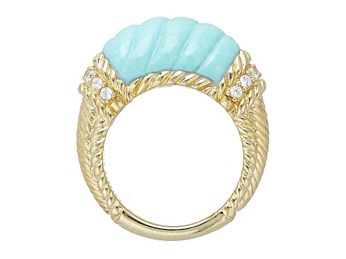 Judith Ripka Carved Blue Turquoise And 0.40ctw Bella Luce® 14k Gold Clad Ring - Size 5
