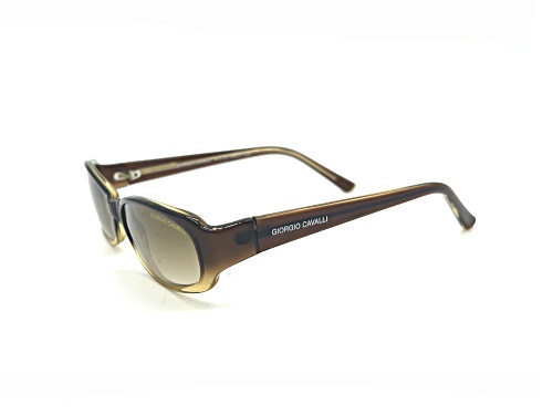 Giorgio Cavalli Brown and Buttercup Oval Frame / Brown Gradient Lenses Sunglasses