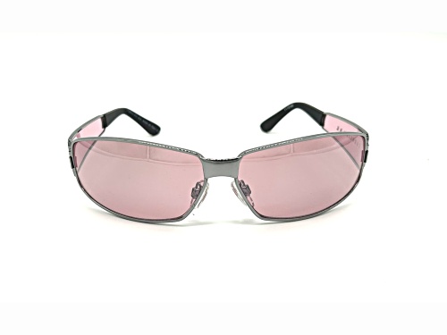 Caroline B.K. Silver Shield Frame / Pink Lenses Sunglasses