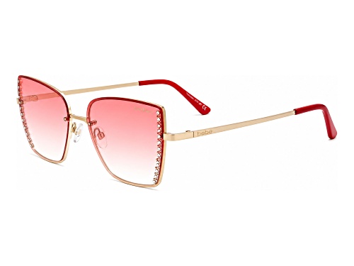 BEBE Light Gold Square Frame / Pink Gradient Lenses Sunglasses