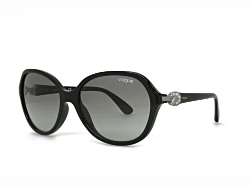 Vogue Black with Crystal Accent Round Frame / Gray Gradient Sunglasses