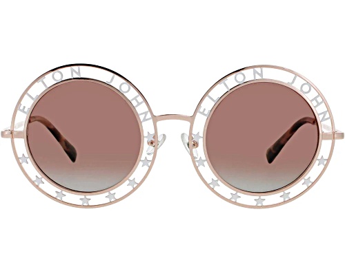 Elton John WALK OF FAME 4 Round Rose Gold Frame / Pink Lenses Sunglasses