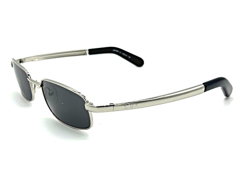 Caroline B.K. Silver Tone Rectangular Frame / Dark Gray Lenses Sunglasses