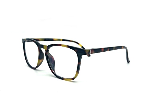 Universal Thread Brown and Green Tortoise Square Blue Light Filtering Eyeglasses