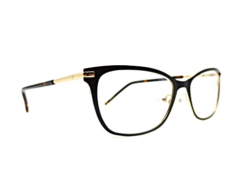Chelsea Morgan 8000 Black and Gold Cat Eye Frame / Clear Demo Lenses Eyeglasses