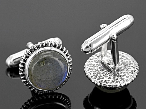 Artisan Gem Collection Of India™ Round Cabochon Labradorite Sterling Silver Cuff Links