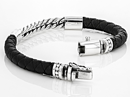 Artisan Collection of India™ Mens Leather And Sterling Silver Bracelet - Size 8.5