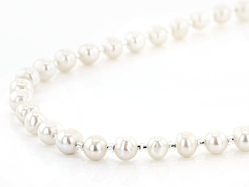 White Cultured Freshwater Pearl and Glass Seed Bead Eyeglass and Mask Chain in Gold Tone Appx 28