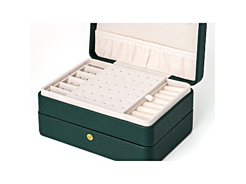 Green 3 Layer Jewelry Box appx 6.7x4.7x3.14