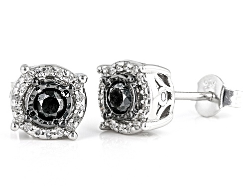0.50ctw Black And White Diamond Sterling Silver Stud Earrings