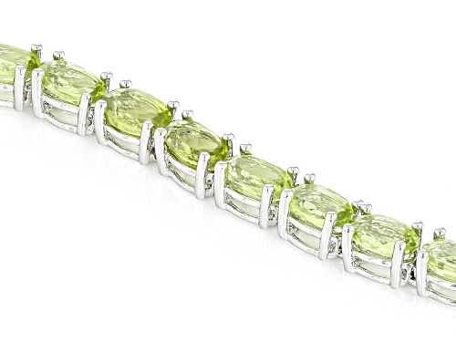 14.5ctw Oval Peridot Rhodium Over Sterling Silver Bracelet - Size 7.25