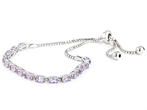 3.45ctw Oval Amethyst Rhodium Over Sterling Silver Adjustable (5