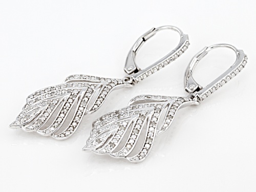 .25ctw White Diamond Rhodium Over Sterling Silver Dangle Earrings