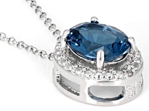 2.88ct London Blue Topaz With .01ct Diamond Accent Rhodium Over Sterling Silver Pendant With Chain