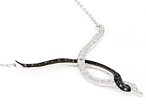 0.18ctw London Blue Topaz With .01ctw Diamond Rhodium Over Sterling Silver Necklace - Size 18