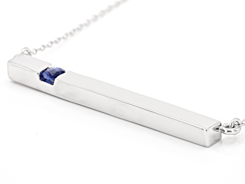 0.35ct Lab Created Blue Sapphire Rhodium Over Sterling Silver Necklace - Size 18