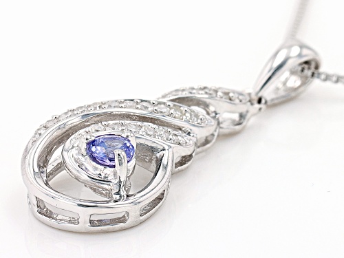0.10ctw Tanzanite With 0.15ctw Diamond Rhodium Over Sterling Silver Pendant With Chain