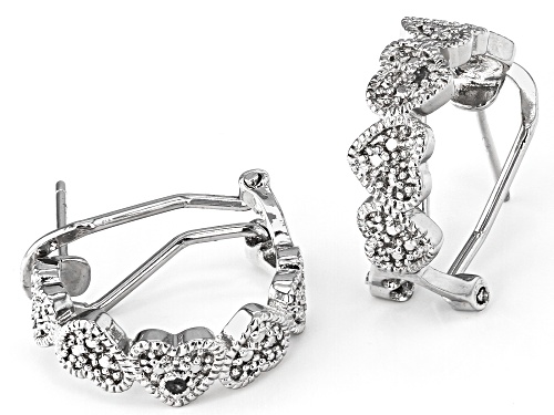 .02ctw  White Diamond Accent Rhodium Over Sterling Silver J-Hoop Earrings