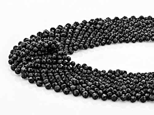 Approximately 250.00ctw Black Spinel Beads Rhodium Over Sterling Silver Woven Lace Necklace - Size 18