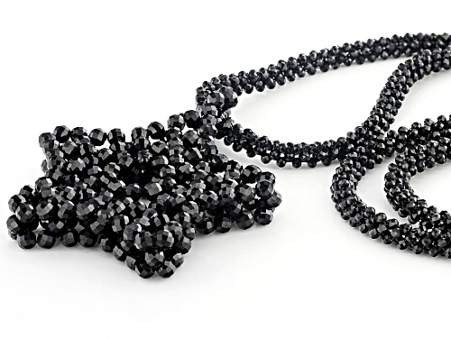 255.00ctw 2.5-3.5mm Round Black Spinel Knitted Endless Strand Bead Star Necklace - Size 36
