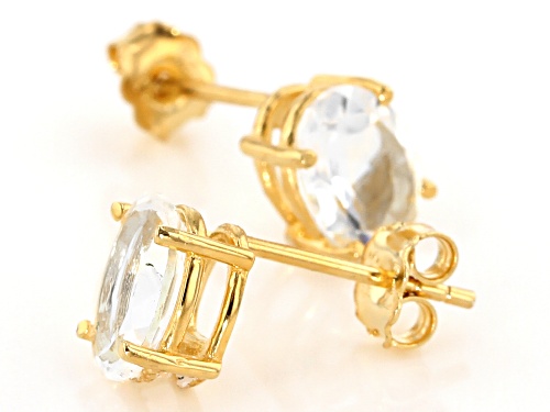 1.87ctw Oval Crystal Quartz 18k Yellow Gold Over Sterling Silver Stud Earrings