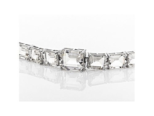 34.03ctw White Rock Crystal Quartz Rhodium Over Sterling Silver Bracelet - Size 8