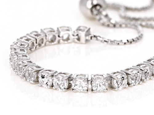 4.05ctw Round Crystal Quartz Rhodium Over Sterling Silver Bolo Bracelet Adjusts Approximately 6