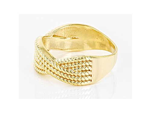 18k Yellow Gold Over Sterling Silver Textured Crossover Ring - Size 8