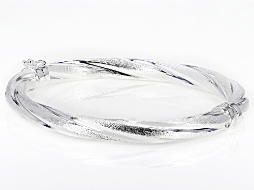 Sterling Silver 7mm Satin Finish Twisted Bangle - Size 7.5