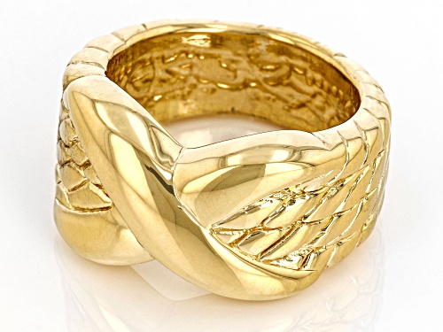 18k Yellow Gold Over Sterling Silver Crossover Design Ring - Size 7
