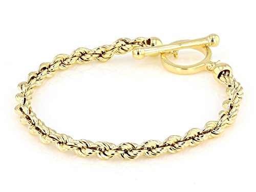 18k Yellow Gold Over Sterling Silver 4.7mm Rope Link Toggle Bracelet - Size 8
