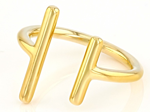 18k Yellow Gold Over Sterling Silver Bar Cuff Ring - Size 11